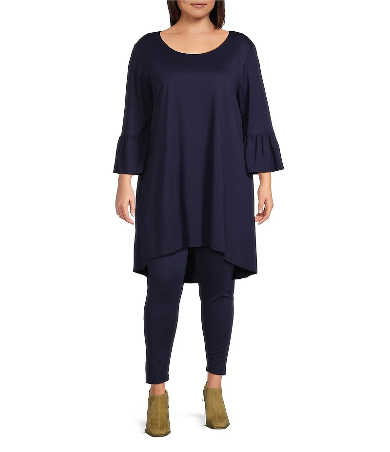 Bryn Walker Plus Size Phryne Modal Ponti Round Neck 3/4 Bell Sleeve Tunic