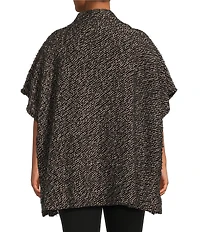 Bryn Walker Plus Size Pip Wool Blend Knit Mock Neck Cao Sleeve Poncho