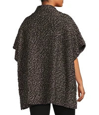 Bryn Walker Plus Size Pip Wool Blend Knit Mock Neck Cao Sleeve Poncho