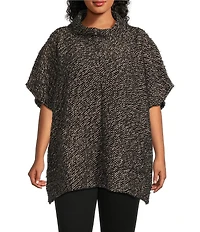 Bryn Walker Plus Size Pip Wool Blend Knit Mock Neck Cao Sleeve Poncho