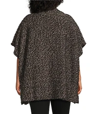 Bryn Walker Plus Size Pip Wool Blend Knit Mock Neck Cao Sleeve Poncho