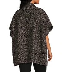 Bryn Walker Plus Size Pip Wool Blend Knit Mock Neck Cao Sleeve Poncho