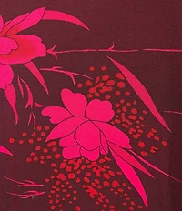 Bryn Walker Plus Size Robin Fiori Printed Viscose Jersey Mock Neck Long Sleeve Midi Dress