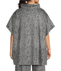 Bryn Walker Plus Size Coordinating Serpent Recycled Knit Mock Neck Cap Sleeve Poncho