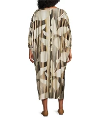 Bryn Walker Plus Size Wilder Arroyo Print Stretch Knit Boat Neck Elbow Dolman Sleeve Maxi Dress