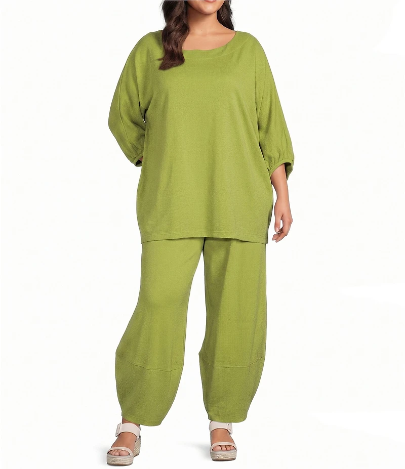 Bryn Walker Plus Size Wilder Cotton Jersey Knit Round Neck Elbow Dolman Sleeve Tunic