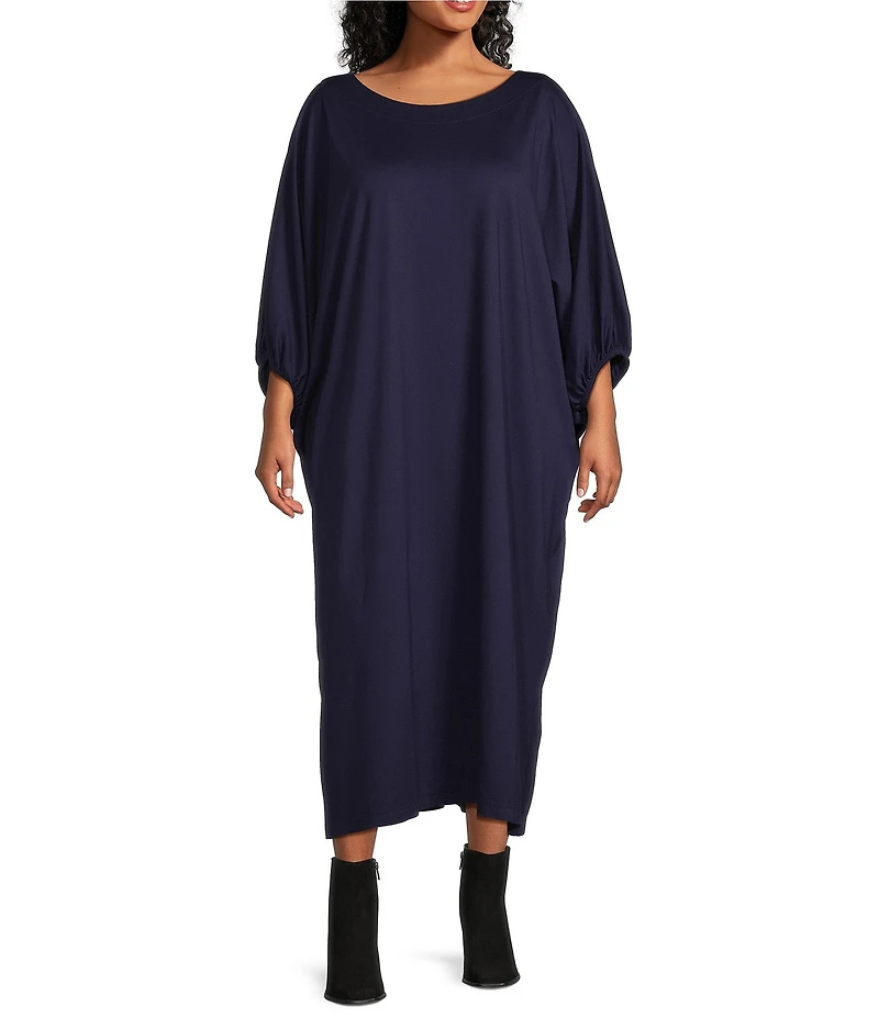 Bryn Walker Plus Size Wilder Modal Ponti Round Neck Elbow Dolman Sleeve Oversized Maxi Dress