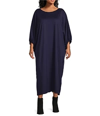 Bryn Walker Plus Size Wilder Modal Ponti Round Neck Elbow Dolman Sleeve Oversized Maxi Dress