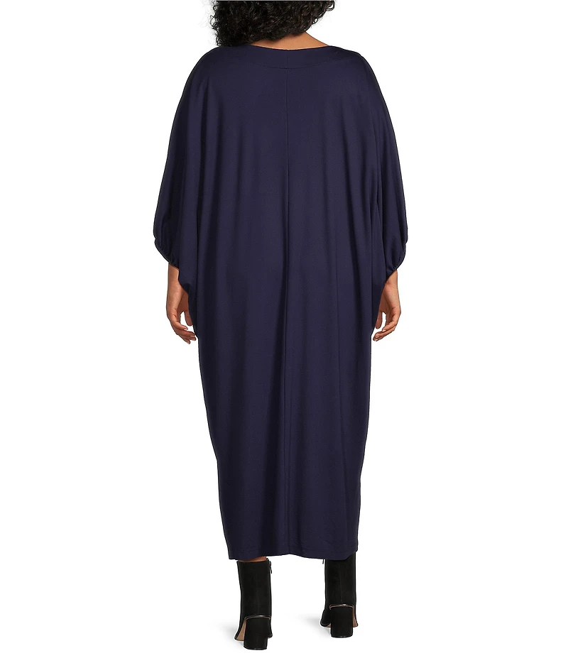 Bryn Walker Plus Size Wilder Modal Ponti Round Neck Elbow Dolman Sleeve Oversized Maxi Dress