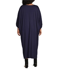 Bryn Walker Plus Size Wilder Modal Ponti Round Neck Elbow Dolman Sleeve Oversized Maxi Dress