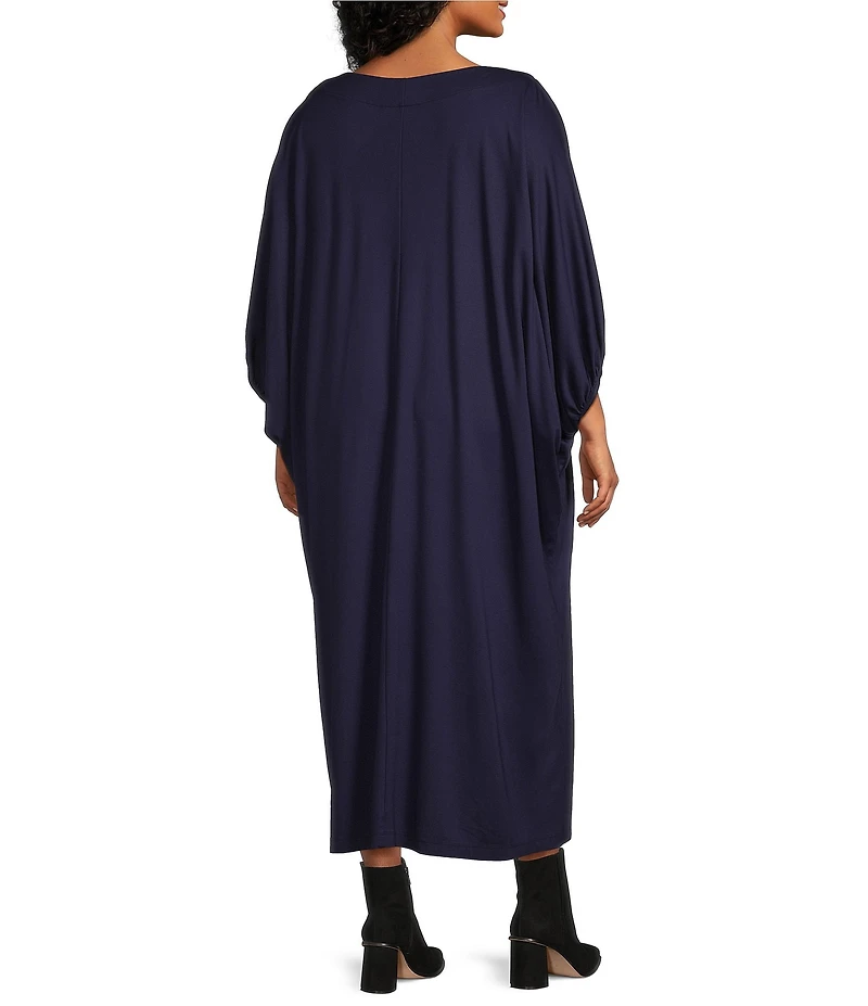 Bryn Walker Plus Size Wilder Modal Ponti Round Neck Elbow Dolman Sleeve Oversized Maxi Dress