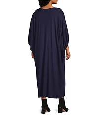 Bryn Walker Plus Size Wilder Modal Ponti Round Neck Elbow Dolman Sleeve Oversized Maxi Dress