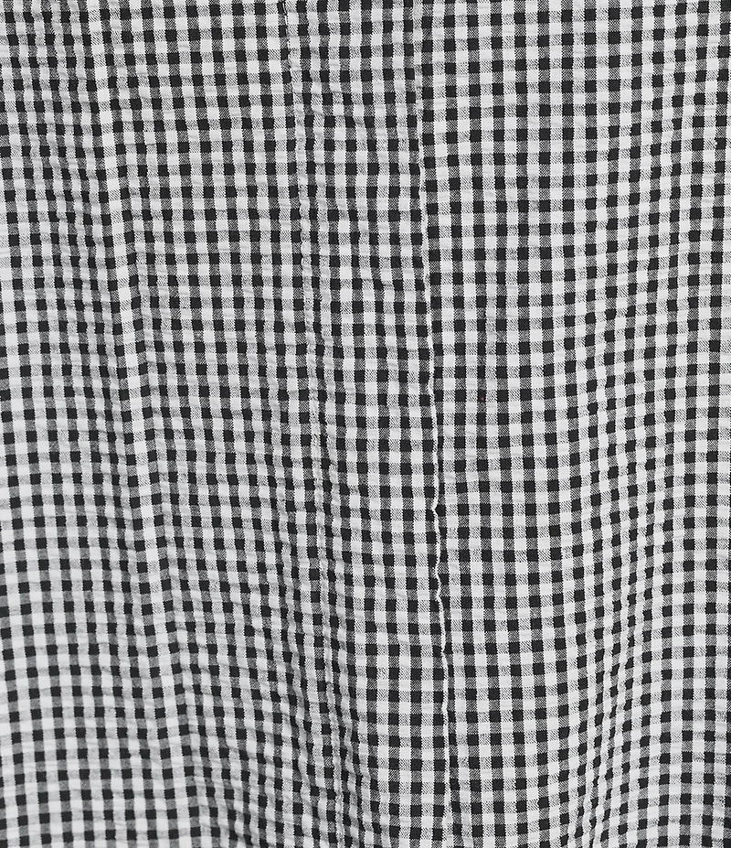 Bryn Walker Plus Size Willa Check Seersucker Mandarin Collar Cap Sleeve Tunic