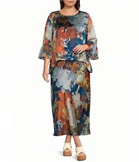 Bryn Walker Plus Size Woven Fiori Print A-Line Bias Pull-On Skirt