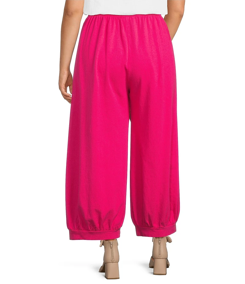 Bryn Walker Plus Size Wyatt Cotton Jersey Elastic Waist Banded Cuff Wide Leg Pants