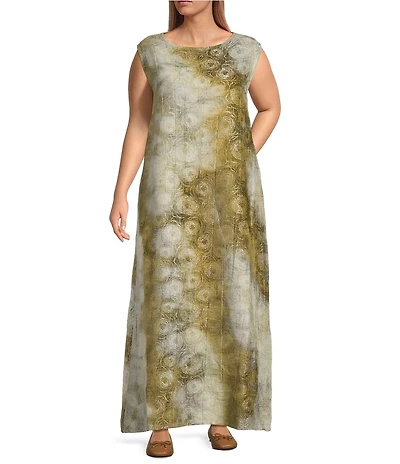 Bryn Walker Plus Twiggy Velvet Chenille Crew Neck Sleeveless A-Line Dress