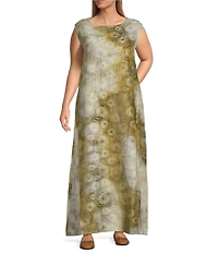 Bryn Walker Plus Twiggy Velvet Chenille Crew Neck Sleeveless A-Line Dress