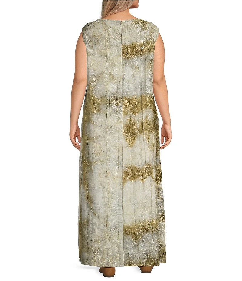 Bryn Walker Plus Twiggy Velvet Chenille Crew Neck Sleeveless A-Line Dress