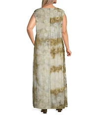Bryn Walker Plus Twiggy Velvet Chenille Crew Neck Sleeveless A-Line Dress
