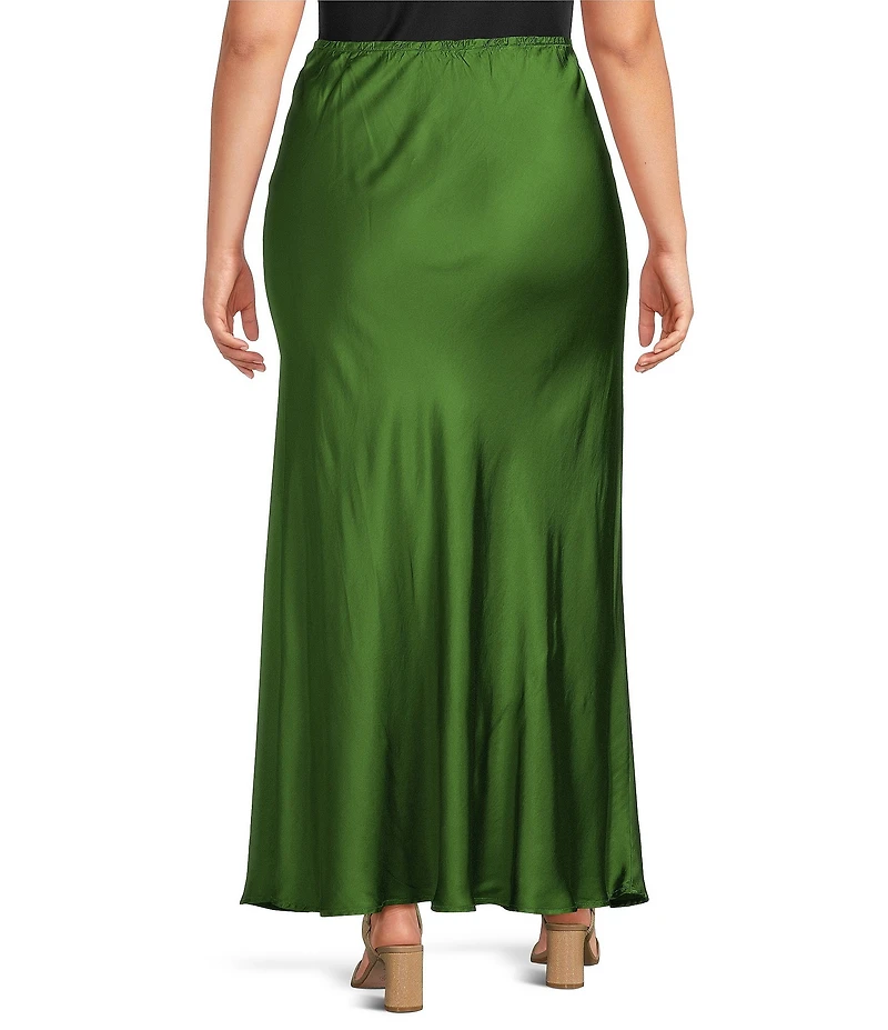 Bryn Walker Plus Viscose Satin Elastic Waist A-Line Bias Coordinating Skirt