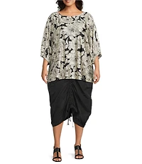 Bryn Walker Plus Wilder Bianchi Neri Knit Boat Neck Elbow Sleeve Tunic