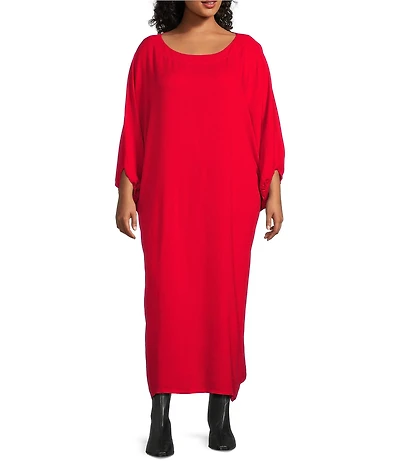 Bryn Walker Plus Wilder Crepe Boat Neck Elbow Dolman Sleeve Dress