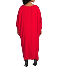 Bryn Walker Plus Wilder Crepe Boat Neck Elbow Dolman Sleeve Dress