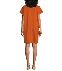 Bryn Walker Reagan Cotton Jersey Knit V-Neck Short Sleeve Oversized Tunic