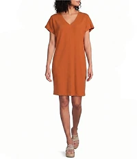 Bryn Walker Reagan Cotton Jersey Knit V-Neck Short Sleeve Oversized Tunic