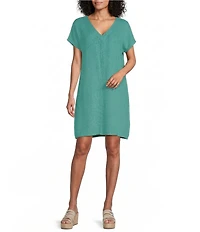 Bryn Walker Regan Light Linen V-Neck Short Sleeve Dress