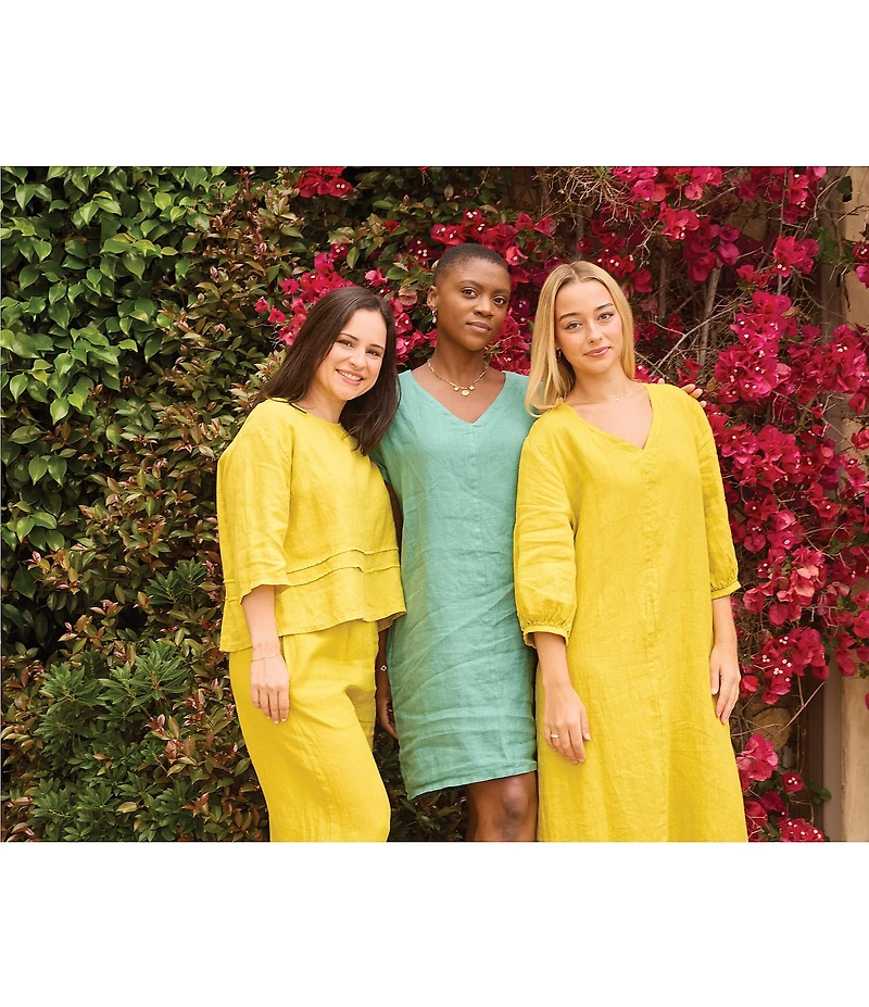 Bryn Walker Regan Light Linen V-Neck Short Sleeve Dress
