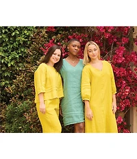 Bryn Walker Regan Light Linen V-Neck Short Sleeve Dress