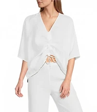 Bryn Walker Ria Light Linen V-Neck Short Dolman Sleeve Shirt