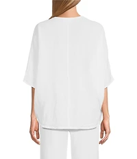 Bryn Walker Ria Light Linen V-Neck Short Dolman Sleeve Shirt