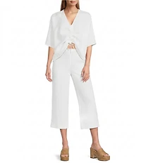 Bryn Walker Ria Light Linen V-Neck Short Dolman Sleeve Shirt