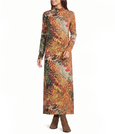 Bryn Walker Robin Encanto Print Mock Neck Long Sleeve Dress