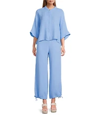 Bryn Walker Sasha Cotton Gauze Drawstring Cuffed Straight Leg Pants