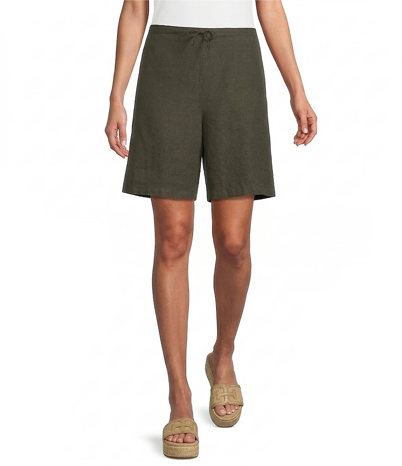 Bryn Walker Sasha Light Linen Drawstring Elastic Back Waistband Pull-On Shorts