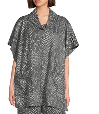 Bryn Walker Coordinating Serpent Recycled Knit Mock Neck Cap Sleeve Poncho