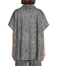 Bryn Walker Coordinating Serpent Recycled Knit Mock Neck Cap Sleeve Poncho