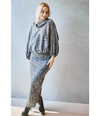 Bryn Walker Coordinating Serpent Print Recycled Knit Back Slit Slim Pencil Skirt