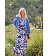 Bryn Walker Sherry Printed Round Neck Sleeveless Shift Maxi Dress