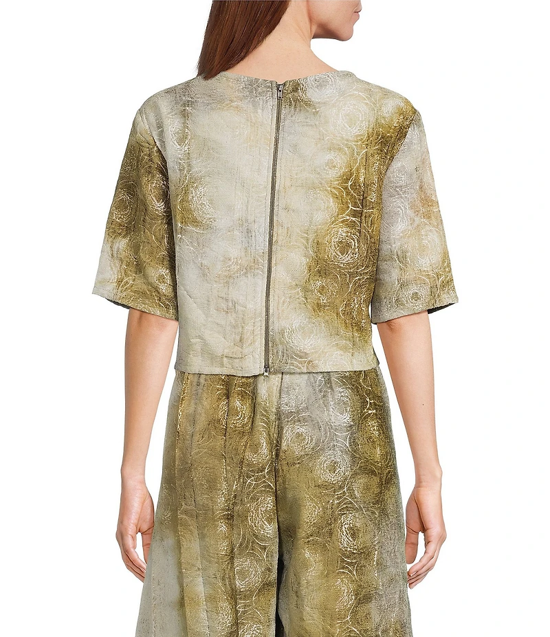Bryn Walker Sigi Velvet Chenille Round Neck Short Sleeve Coordinating Cropped Top