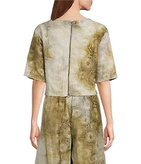 Bryn Walker Sigi Velvet Chenille Round Neck Short Sleeve Coordinating Cropped Top