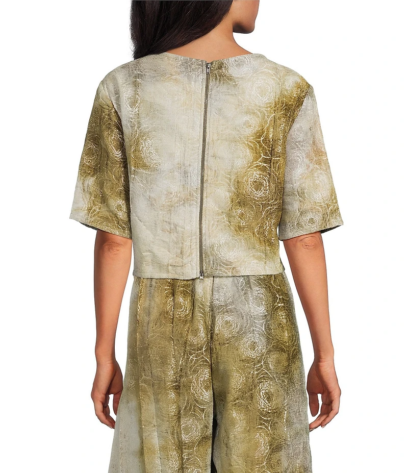 Bryn Walker Sigi Velvet Chenille Round Neck Short Sleeve Coordinating Cropped Top