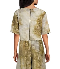 Bryn Walker Sigi Velvet Chenille Round Neck Short Sleeve Coordinating Cropped Top