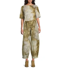 Bryn Walker Sigi Velvet Chenille Round Neck Short Sleeve Coordinating Cropped Top