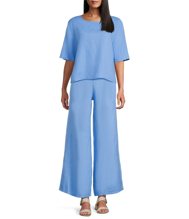 Bryn Walker Simon Coordinating Light Linen Round Neck 3/4 Sleeve Shirt