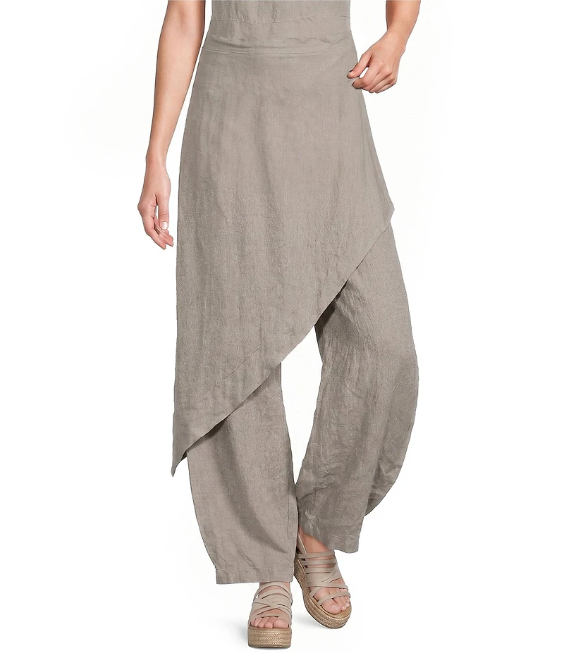 Bryn Walker Sofia Light Linen Straight Leg Asymmetrical Wrap Pants