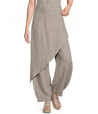 Bryn Walker Sofia Light Linen Straight Leg Asymmetrical Wrap Pants